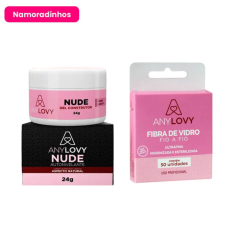 Kit Gel Nude 24g + Fibra AnyLovy 50 unidades Namoradinhos