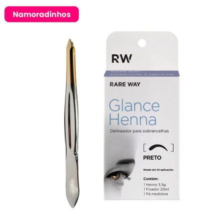Kit Pinça de Sobrancelha Solingen + Henna Glance Preto 3,5g Namoradinhos