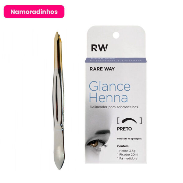 Kit Pinça de Sobrancelha Solingen + Henna Glance Preto 3,5g Namoradinhos