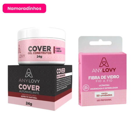 Kit Gel Cover 24g + Fibra AnyLovy 50 unidades Namoradinhos