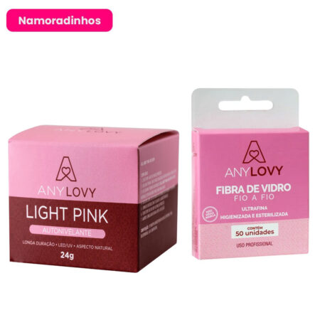Kit Gel Light Pink 24g +  Fibra AnyLovy 50 unidades Namoradinhos