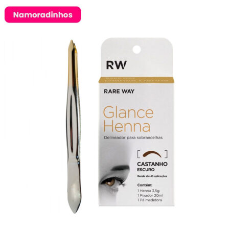 Kit Pinça de Sobrancelha Solingen + Henna Glance Castanho Escuro  3,5g Namoradinhos