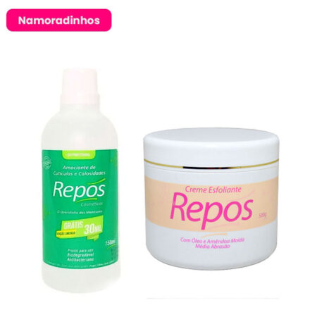 Kit Amaciante de Cutícula e Calosidades Repos 120ml + Creme Esfoliante Repos 500g Namoradinhos