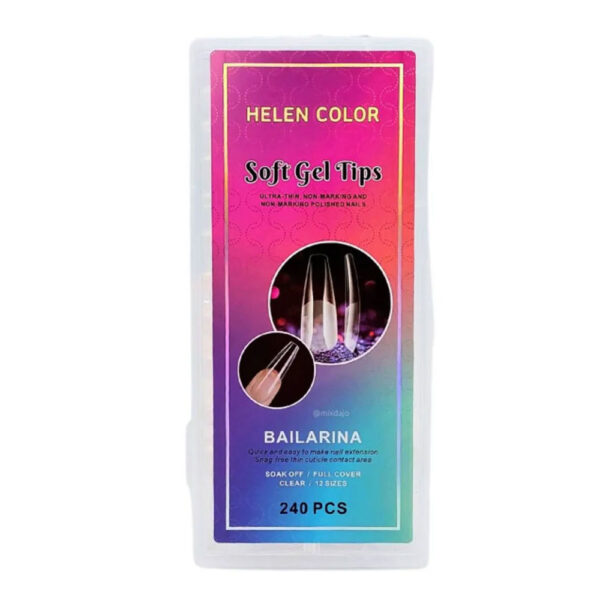 Postiça Soft Gel Bailarina Transparente Base Fosca Helen Color 240 unidades