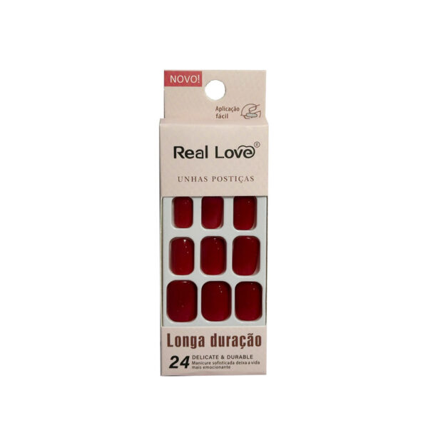 Unha Postiça Vermelho Real Love 24 Unidades