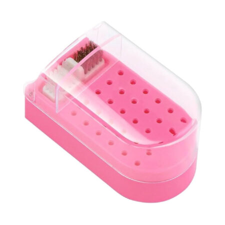 Suporte para Brocas com Escovinha de Limpeza Rosa