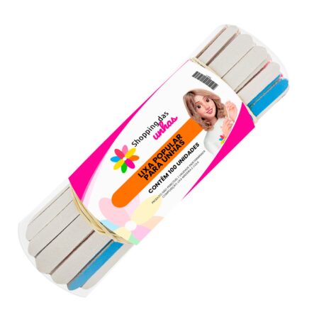 Lixa Tradicional Colorida 16cm 100 Unidades Shopping das Unhas