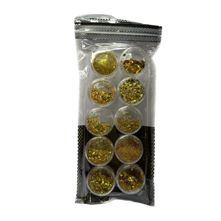 Kit Glitter Dourado Dafu 10 Unidades