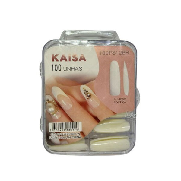 Postiça Almond Extra Longa Leitosa Kaisa 100 Unidades