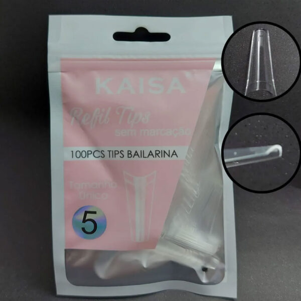 Tips Bailarina Transparente Kaisa N5 Tamanho Único Refil 100 unidades - Imagem 2