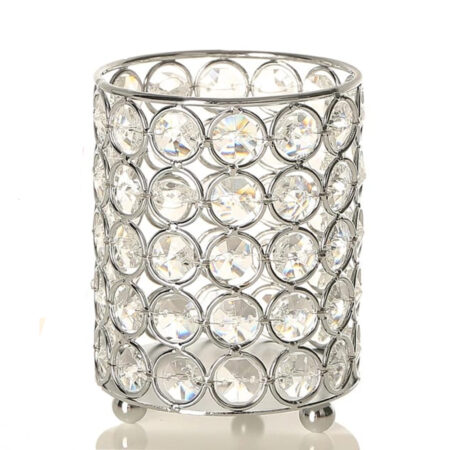 Porta Pincel Cristal Redondo Prata