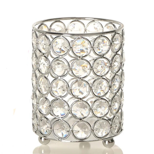 Porta Pincel Cristal Redondo Prata