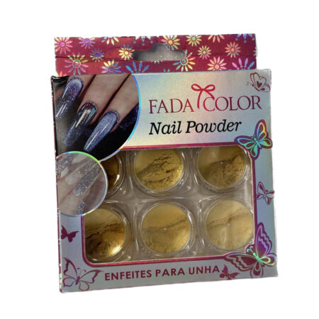 Kit Pó Cromado Dourado Fada Color 6 Unidades