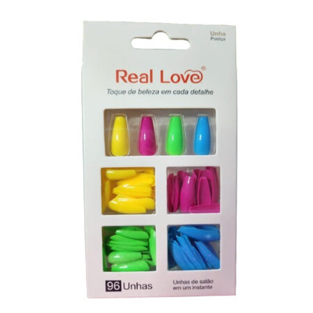 Unha Postiça Bailarina Colorida Real Love 96 unidades