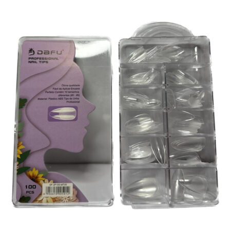 Postiça Almond Transparente Base Fosca Dafu 100 unidades