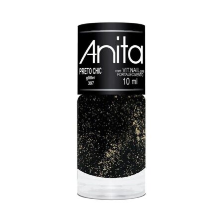 Esmalte Anita Preto Chic Glitter 10ml