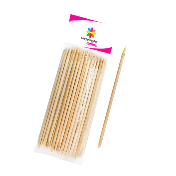 Palito de Bambu 1 Ponta 14cm 100 unidades Shopping Das Unhas