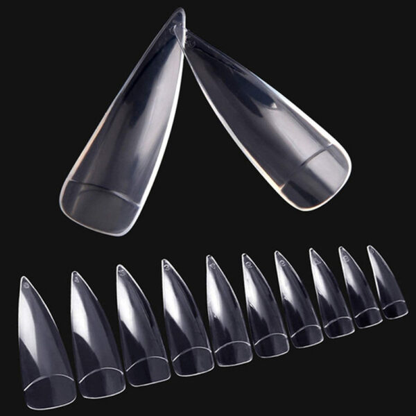 Postiça Stiletto Unha de Gato Transparente JX 100 unidades