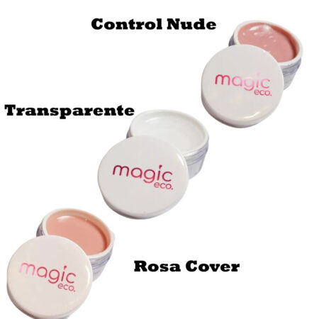 Kit Géis Magic Eco Rosa Cover + Control Nude + Transparente 25g