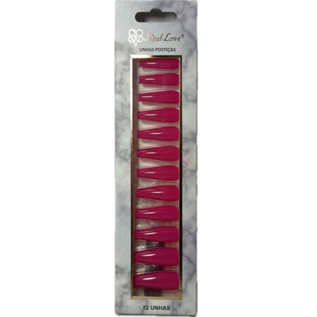 Unhas Postiças Autocolante Bailarina Real Love Rosa com 12 peças