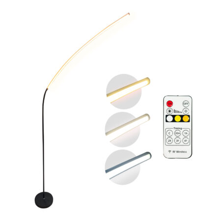 Luminaria de Chao Preta Inclinavel Led