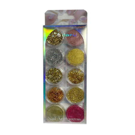 Kit Folha de Ouro e Glitter Dafu 10 cores