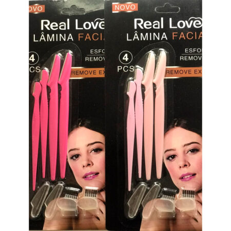Kit Navalha de Plástico para Sobrancelha Real Love 4 unidades