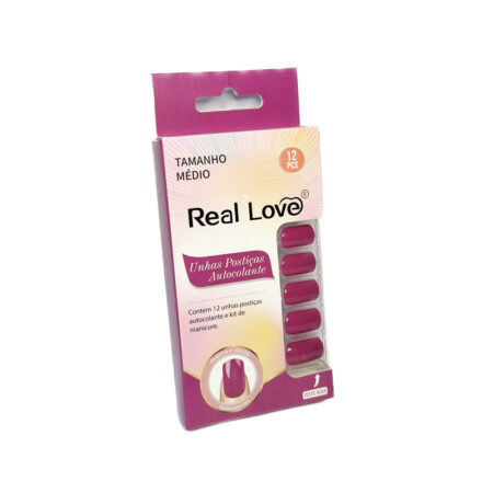 Unha Postiça Autocolante Roxa Real Love 12 Unidades