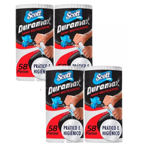 Kit 4 Pano Reutilizável Duramax Scott Branco 58 Unidades #PG3