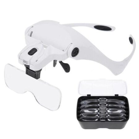 Óculos Com Lupa De Cabeça Profissional - 5 Lentes Com Led Iluminação