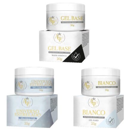 Kit Géis AGL - Gel Base + Bianco + Universo Estrelado