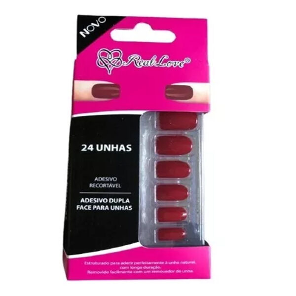 Unha Postiça Vermelho Real Love 24 Unidades