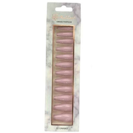 Unhas Postiças Autocolante Bailarina Real Love Nude com 12 peças