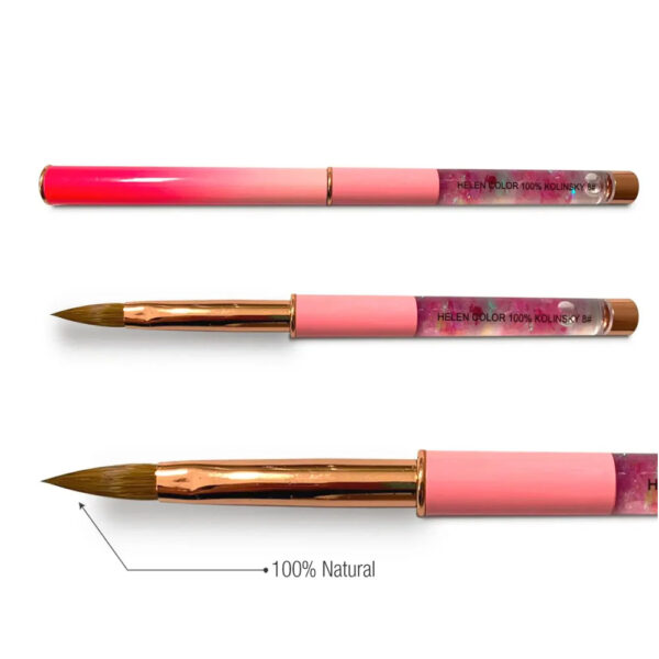 Pincel Kolinsky 100% Helen Color #8 Rosa - Image 2