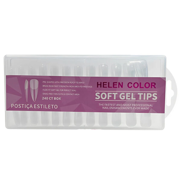 Postiça Soft Gel Estileto Helen Color 240 unidades