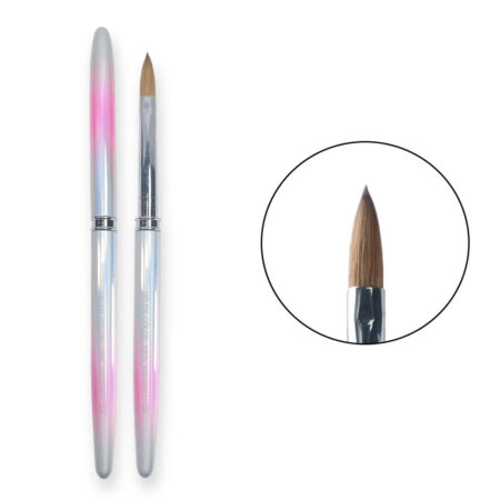Pincel Kolinsky 100% Helen Color Prata e Rosa N10