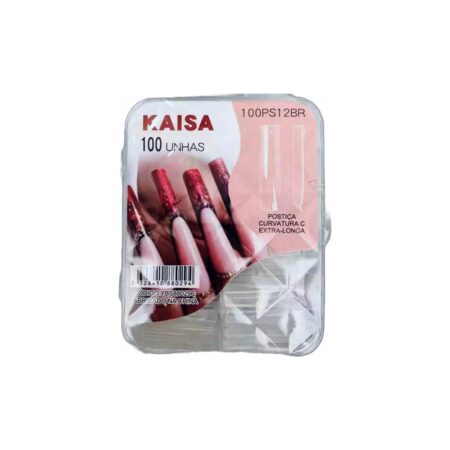 Postiça Curvatura C Extra Longa Transparente Kaisa 100 Unidades