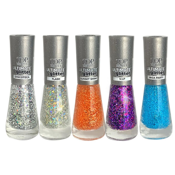 Kit 5 Esmaltes Top Beauty Glitter