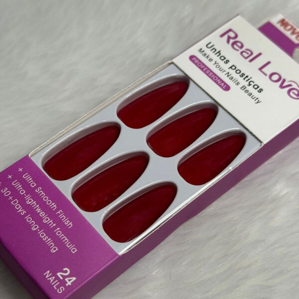 Unha Postiça Vermelho Almond Real Love 24 Unidades - Image 2