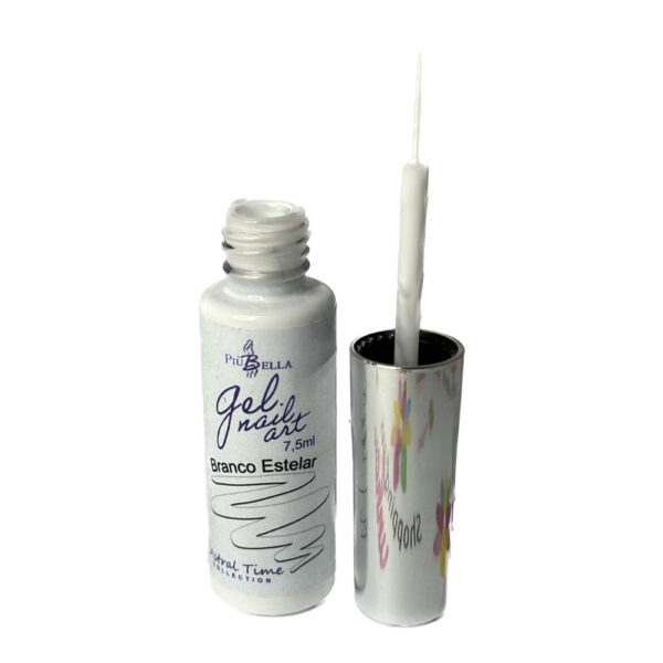 Esmalte em Gel para Desenho Branco Estelar Piu Bella 7,5ml