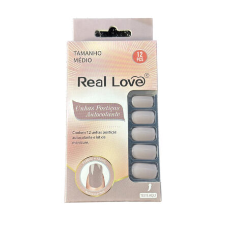 Unha Postiça Autocolante Nude Real Love 12 Unidades