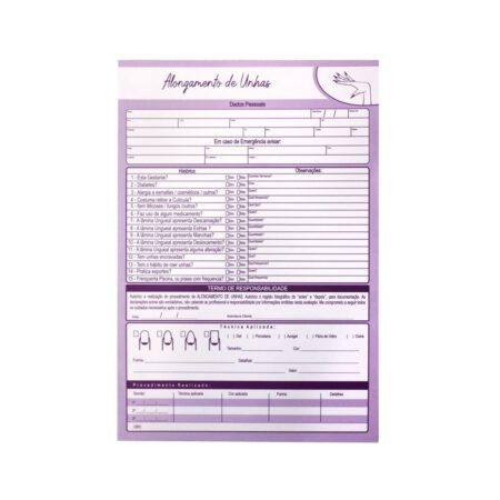 Ficha Anaminese de Alongamento de Unhas