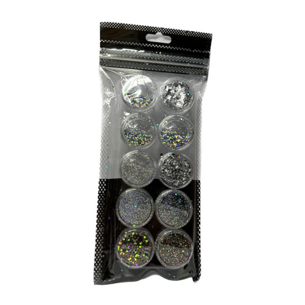 Kit Glitter Prata Dafu 10 Unidades