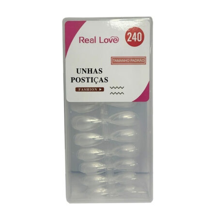Postiça Almond Base Fosca Transparente Real Love 240 unidades