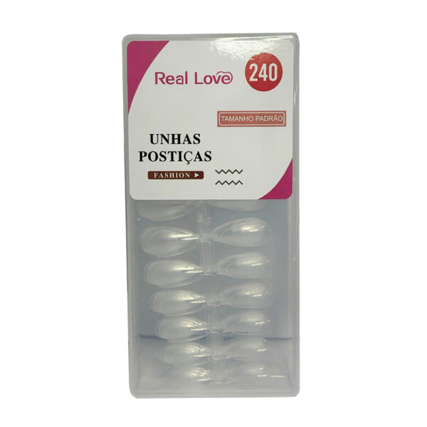 Postiça Almond Base Fosca Transparente Real Love 240 unidades