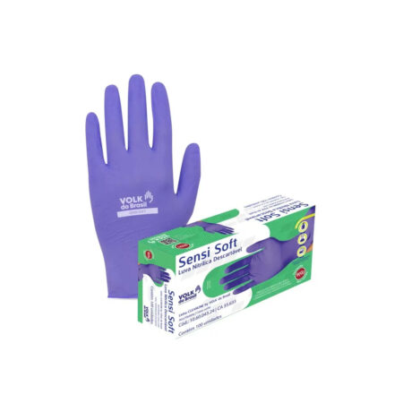 Luva Sensi Soft descartável Volk Azul Violeta Tamanho M