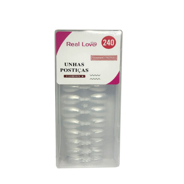 Postiça Almond Base Fosca Transparente Real Love 240 unidades