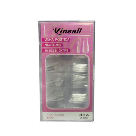 Postiça Bailarina Transparente Base Fosca Vinsall 100 unidades