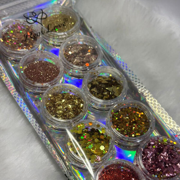 Kit Glitter e Folha de Ouro Colorido Real Love 10 unidades - Imagem 2