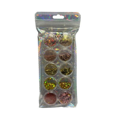 Kit Glitter e Folha de Ouro Colorido Real Love 10 unidades